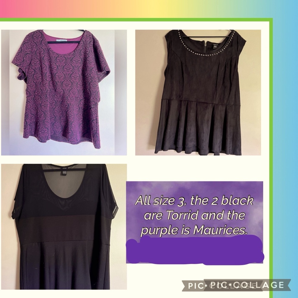 3 women’s tops.